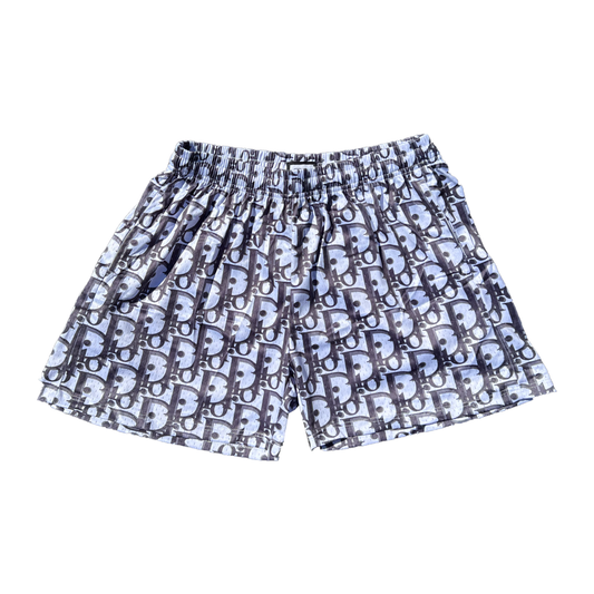 White and Black Mesh Shorts